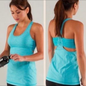 Lululemon Turbo Tank Shelf Bra Racerback Yoga Workout Tank Turquoise Size 6